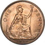 1938 Penny - George VI British Bronze Coin - Superb