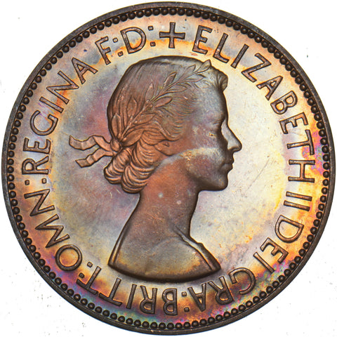 1953 Proof Penny - Elizabeth II British Bronze Coin - Superb