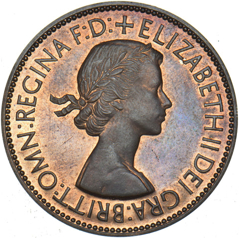 1953 Proof Penny - Elizabeth II British Bronze Coin - Superb