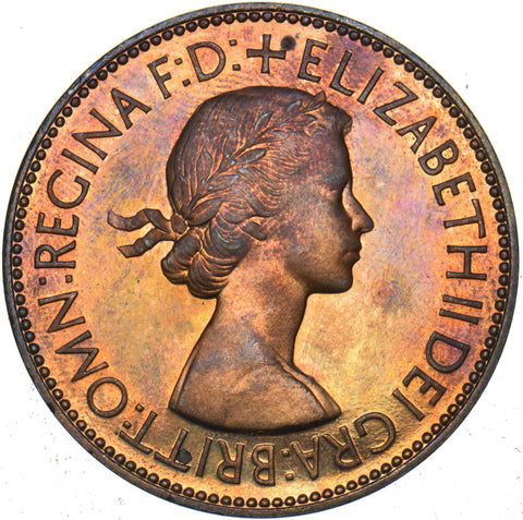 1953 Proof Penny - Elizabeth II British Bronze Coin - Superb