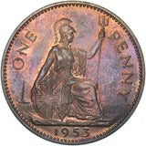 1953 Proof Penny - Elizabeth II British Bronze Coin - Superb