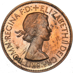 1953 Proof Penny - Elizabeth II British Bronze Coin - Superb