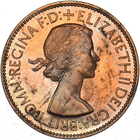 1953 Proof Penny - Elizabeth II British Bronze Coin - Superb