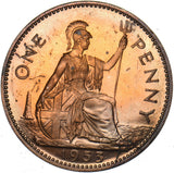 1953 Proof Penny - Elizabeth II British Bronze Coin - Superb