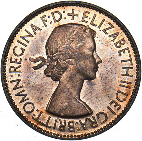1953 Proof Penny - Elizabeth II British Bronze Coin - Superb