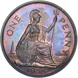 1953 Proof Penny - Elizabeth II British Bronze Coin - Superb