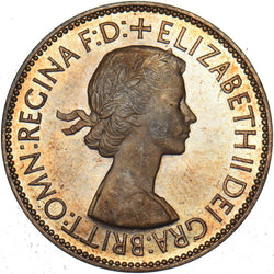 1953 Proof Penny - Elizabeth II British Bronze Coin - Superb