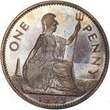 1953 Proof Penny - Elizabeth II British Bronze Coin - Superb