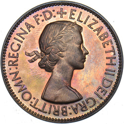 1953 Proof Penny - Elizabeth II British Bronze Coin - Superb