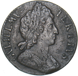 1698 Halfpenny - William III British Copper Coin - Nice
