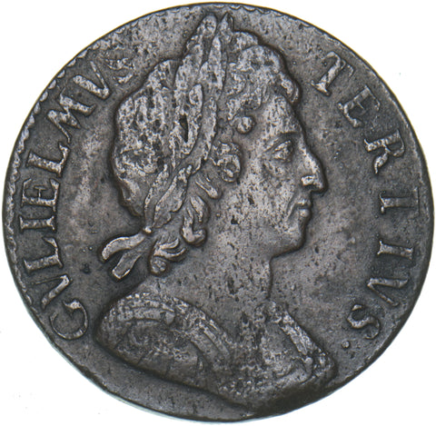 1698 Halfpenny - William III British Copper Coin - Nice