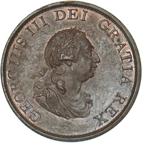 1799 Halfpenny - George III British Copper Coin - Very Nice