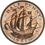 1951 Proof Halfpenny - George VI British Bronze Coin - Superb