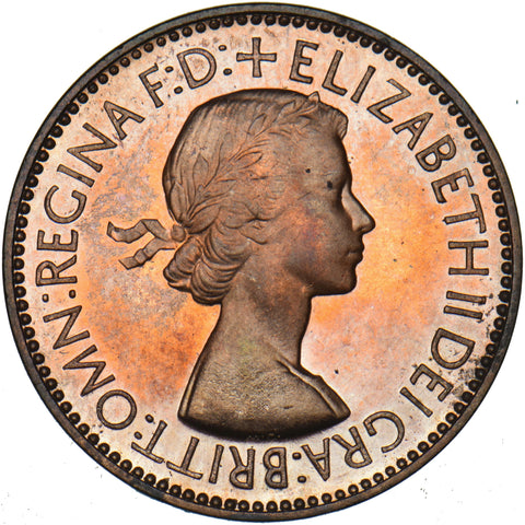 1953 Proof Halfpenny - Elizabeth II British Bronze Coin - Superb