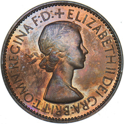 1953 Proof Halfpenny - Elizabeth II British Bronze Coin - Superb