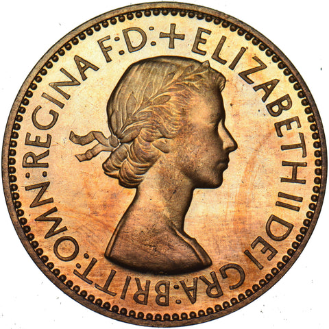 1953 Proof Halfpenny - Elizabeth II British Bronze Coin - Superb