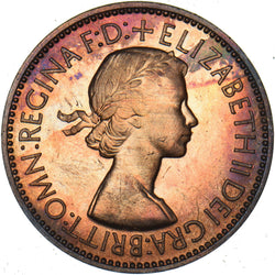 1953 Proof Halfpenny - Elizabeth II British Bronze Coin - Superb