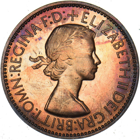 1953 Proof Halfpenny - Elizabeth II British Bronze Coin - Superb
