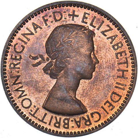 1953 Proof Halfpenny - Elizabeth II British Bronze Coin - Superb