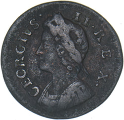 1736 Farthing - George II British Copper Coin