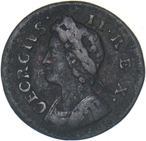 1736 Farthing - George II British Copper Coin