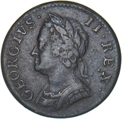 1754 Farthing - George II British Copper Coin - Nice