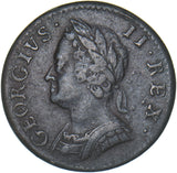 1754 Farthing - George II British Copper Coin - Nice