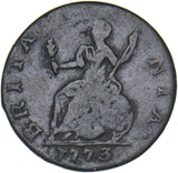 1773 Farthing (Contemporary Counterfeit) - George III British Copper Coin