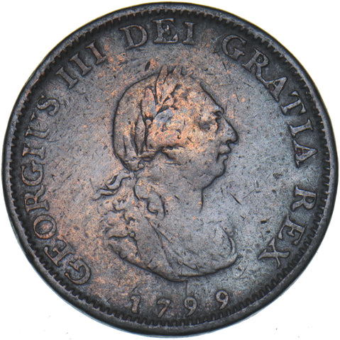 1799 Farthing - George III British Copper Coin