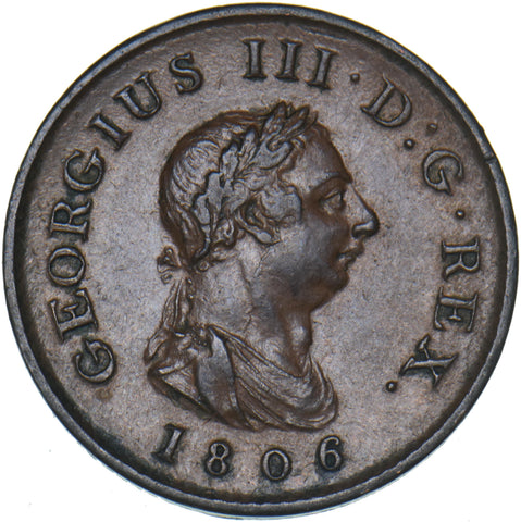 1806 Farthing - George III British Copper Coin - Nice