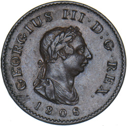 1806 Farthing - George III British Copper Coin - Nice