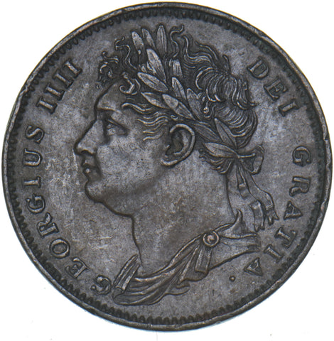 1822 Farthing - George IV British Copper Coin - Very Nice