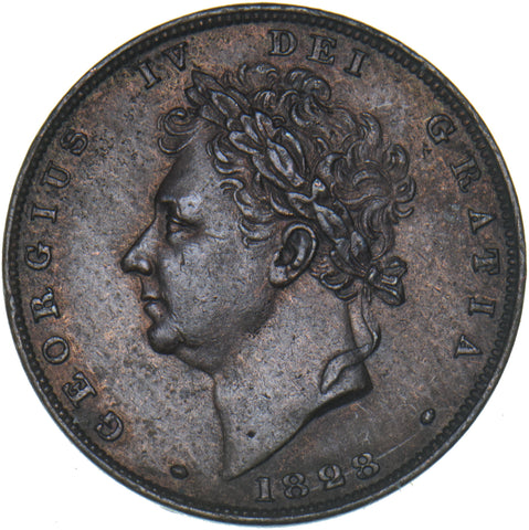 1828 Farthing - George IV British Copper Coin - Very Nice