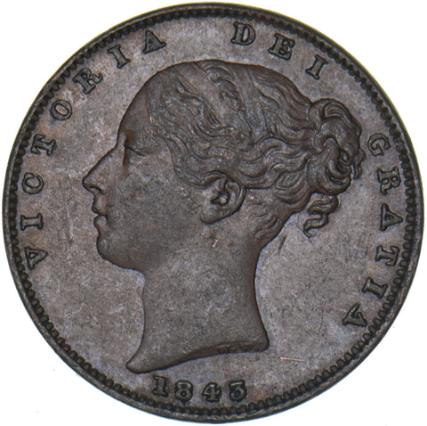 1843 Farthing - Victoria British Copper Coin - Nice