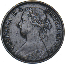 1875 Farthing (No H, Large Date) - Victoria British Bronze Coin - Nice