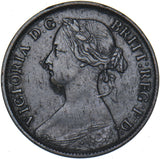 1875 Farthing (No H, Large Date) - Victoria British Bronze Coin - Nice