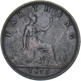1875 Farthing (No H, Small Date) - Victoria British Bronze Coin