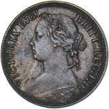 1875 Farthing (No H, Small Date) - Victoria British Bronze Coin - Nice