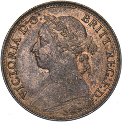 1886 Farthing - Victoria British Bronze Coin - Very Nice