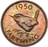 1950 Proof Farthing - George VI British Bronze Coin - Superb
