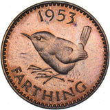 1953 Proof Farthing - Elizabeth II British Bronze Coin - Superb