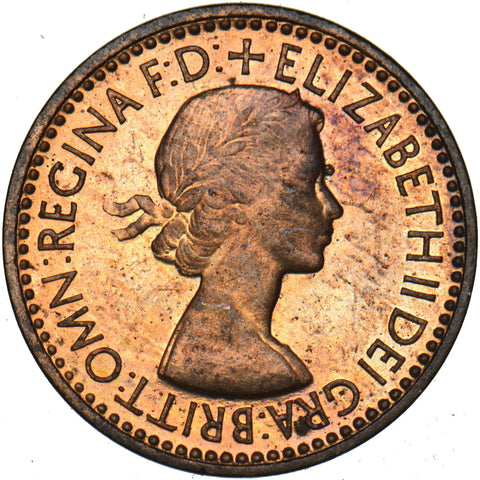 1953 Proof Farthing - Elizabeth II British Bronze Coin - Superb