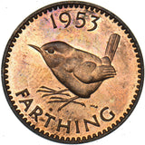 1953 Proof Farthing - Elizabeth II British Bronze Coin - Superb