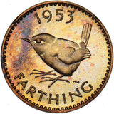 1953 Proof Farthing - Elizabeth II British Bronze Coin - Superb