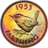 1953 Proof Farthing - Elizabeth II British Bronze Coin - Superb
