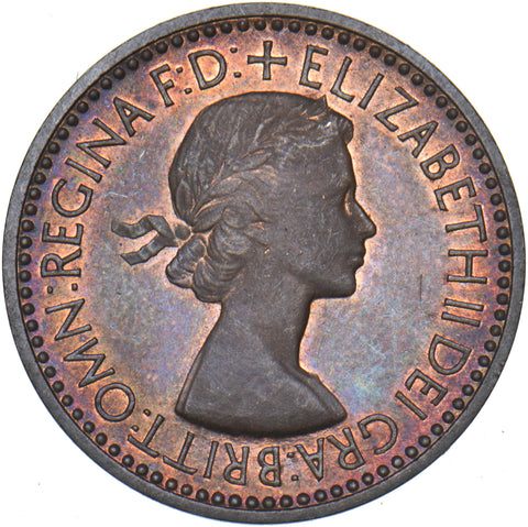 1953 Proof Farthing - Elizabeth II British Bronze Coin - Superb