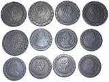 1797 Cartwheel Twopences and Pennies (12 Coins) - George III British Copper Lot
