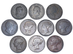1807 - 1858 Pennies Lot (10 Coins) - British Copper Coins