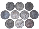 1807 - 1858 Pennies Lot (10 Coins) - British Copper Coins