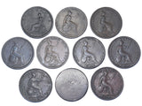 1807 - 1858 Pennies Lot (10 Coins) - British Copper Coins